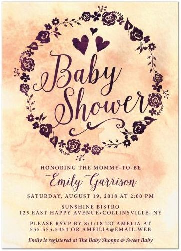 Baby Shower Invitations - Watercolor Wreath