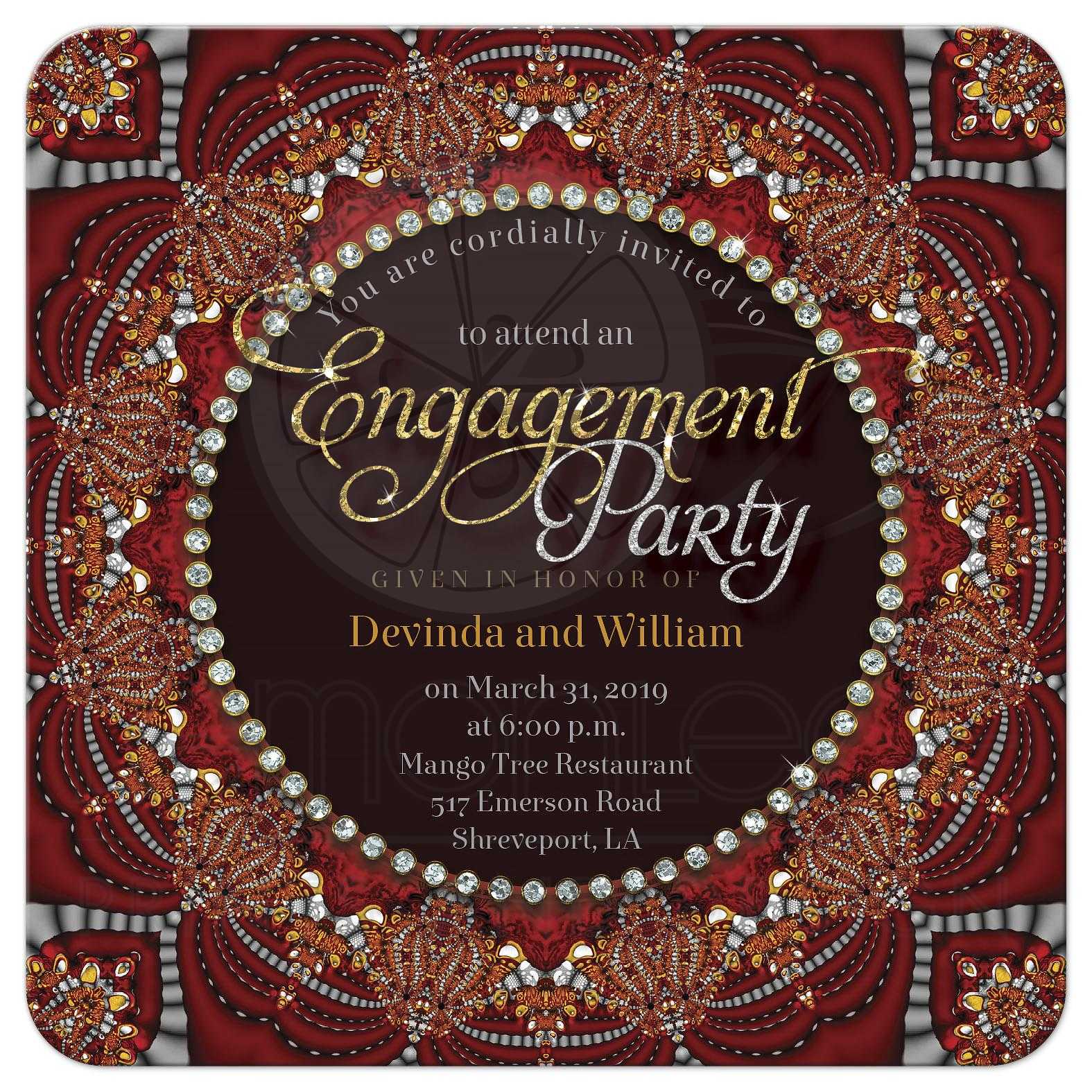 Exotic Bohemian + Indian Fusion Engagement Party Invitation