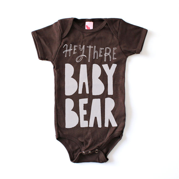 Baby Bear Printed Onesie, Baby Clothing, Gift For Baby, Screenprint Baby, Children Clothing, Gift for Baby, Bear Illustration, Hipster Baby