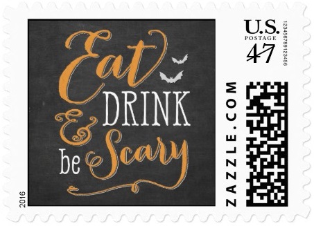 Eat Drink Be Scary Halloween Postage Stamp